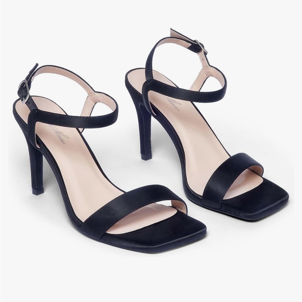 Brand new black satin heels